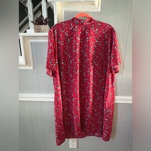 Mock neck red floral dress